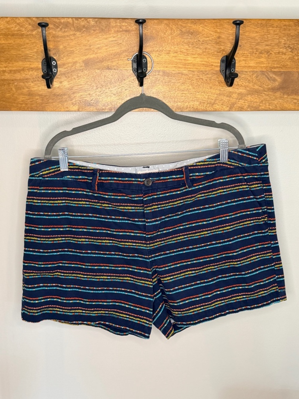 Merona Navy Multicolor Striped Cotton Shorts
